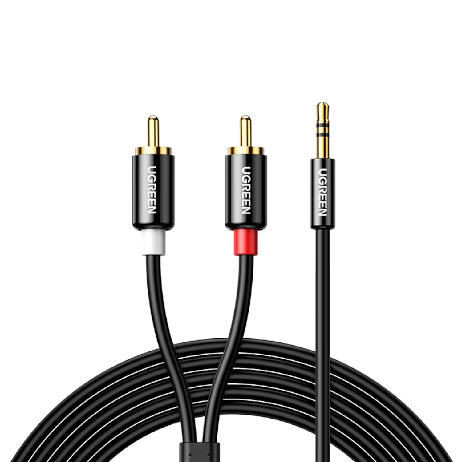 UGREEN AV116 RCA to AUX 3.5mm Audio Cable 1M - Black - Image 2