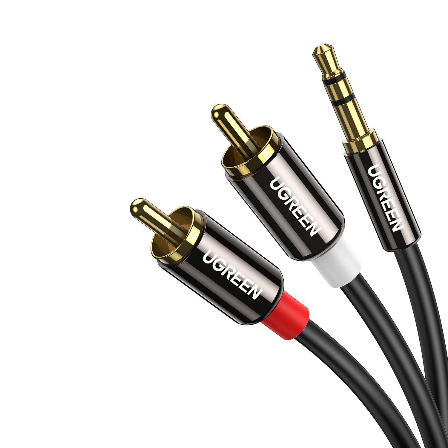 UGREEN AV116 RCA to AUX 3.5mm Audio Cable 1M - Black - Image 3